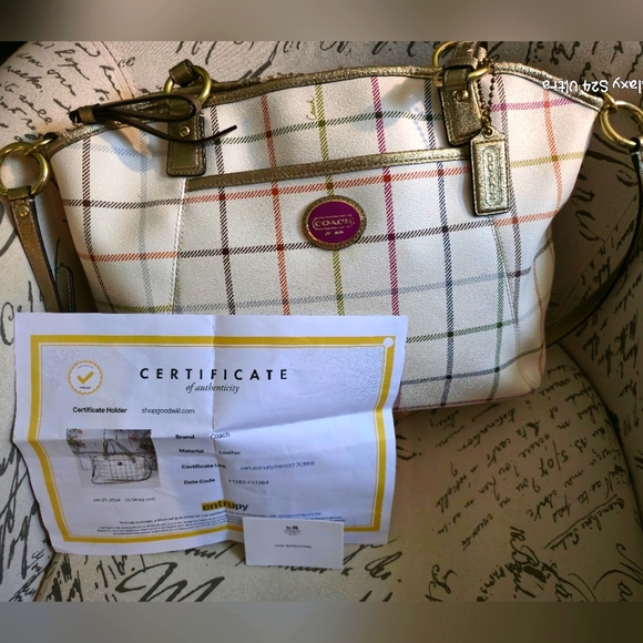 Coach Peyton Tattersall Tote In Used Condition With COA - Picture 1 of 17